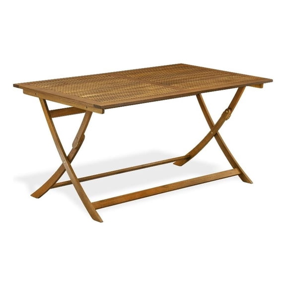 Pemberly Row Wooden Folding Table Made of Acacia Wood in Natural Oil finish