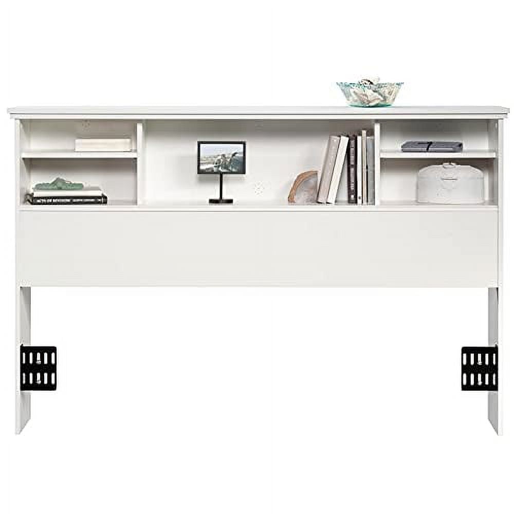 Pemberly Row Wooden FullQueen Bookcase Headboard in Glacier White