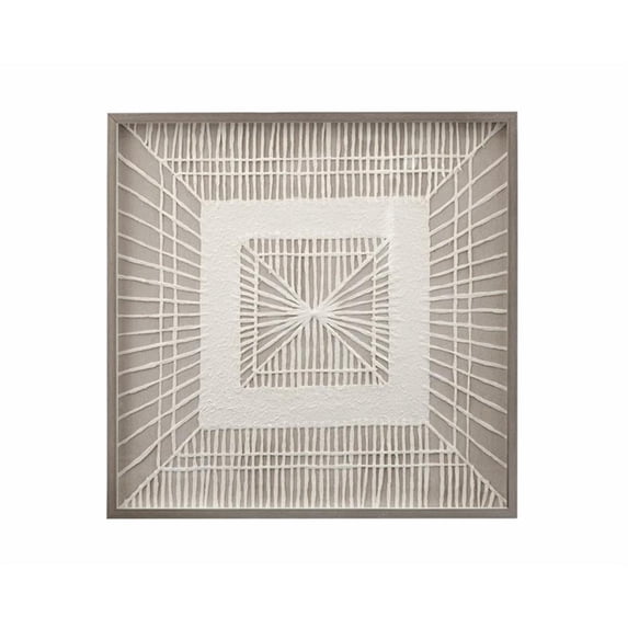 Pemberly Row Woven Shadow Box Wall Art in Natural Wood Frame