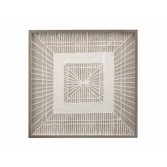 Pemberly Row Woven Shadow Box Wall Art in Natural Wood Frame