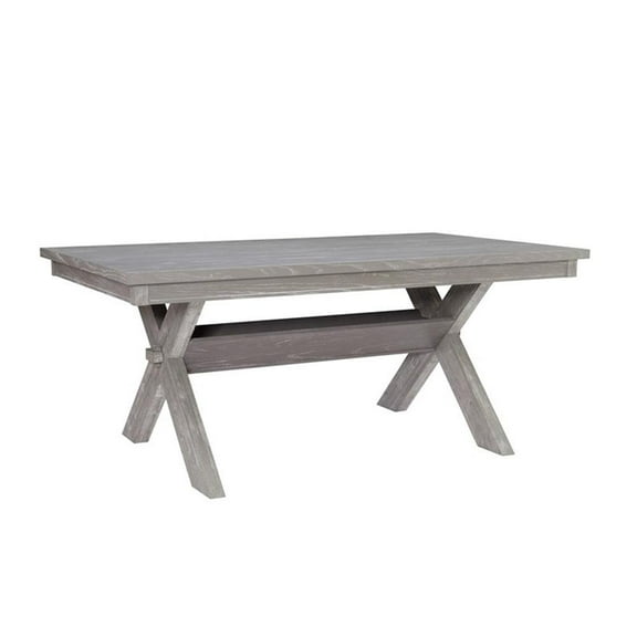 Pemberly Row X-Shaped Traditional Wood Dining Table in Weathered Gray