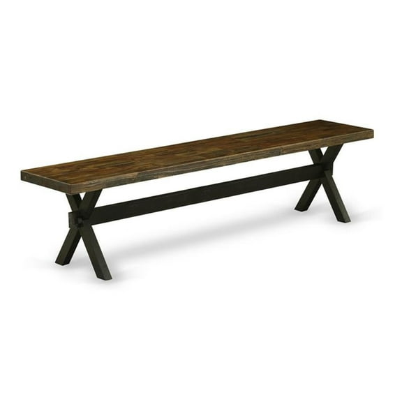 Pemberly Row X-Style 15x72" Wood Dining Bench in Black/Espresso