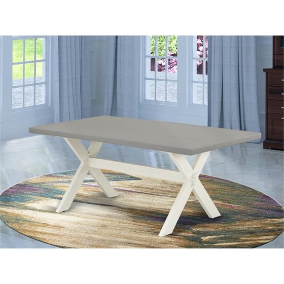 Pemberly Row X-Style 40x72" Wood Dining Table in Gray/White Finish