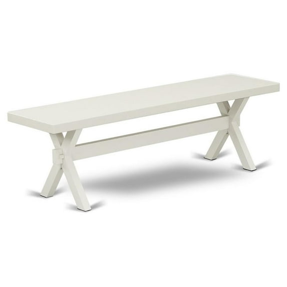 Pemberly Row X-Style 60" Traditional Wood Dining Bench in White