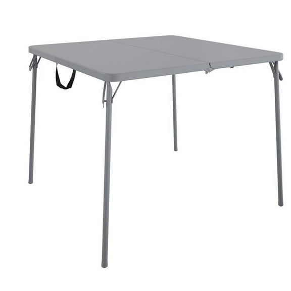 Pemberly Row XL 38.5" Fold-in-Half Card Table w/ Handle Indoor & Outdoor in Gray