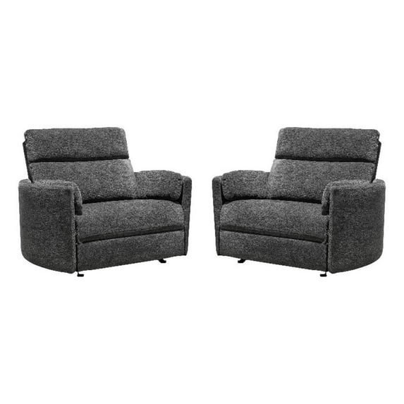 Pemberly Row XL Mediterranean Charcoal Extra Wide Power Glider Recliner Two Pack