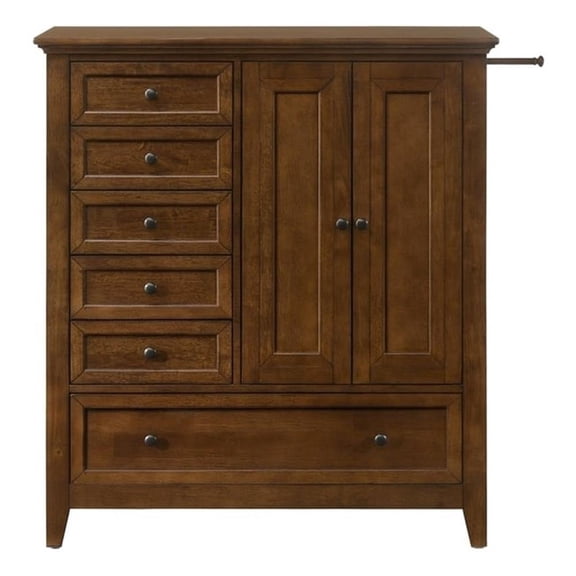 Pemberly Row Youth 6-Drawer Solid Rubberwood Chifferobe in Tuscan