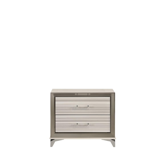 Pemberly Row Zebra White Wood Nightstand with Acrylic Handles