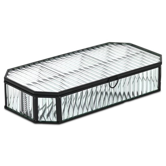 Pemberly Row Zelara Fluted Glass Display Box with 4 Compartments in Black