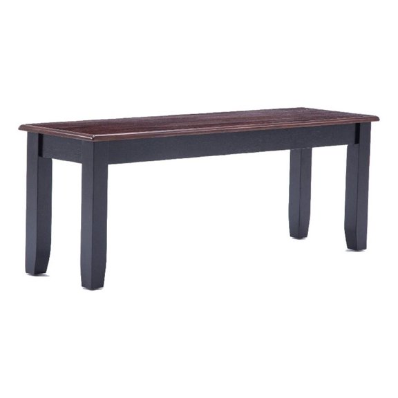 Pemberly Row Zoy 48" Two-Tone Dining Bench in Cherry Brown/Black