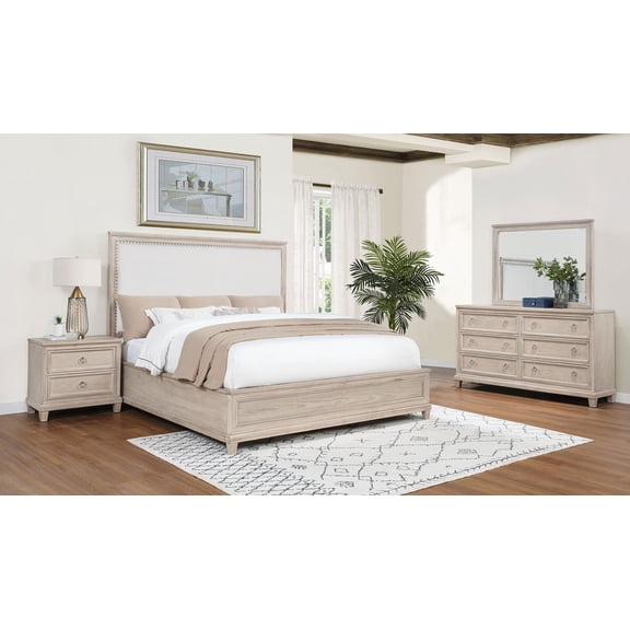 Coaster Pembroke 4-Piece Queen Bedroom Set, Washed Oak