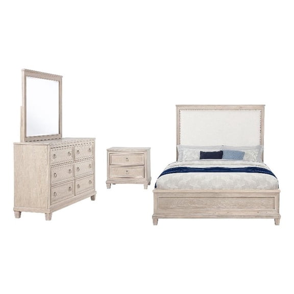 Coaster Pembroke 4-Piece Wood Queen Bedroom Set in Washed Oak Brown
