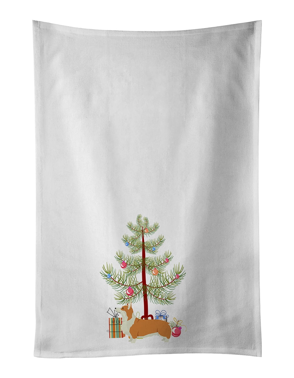 Pembroke Christmas Tree White Kitchen Towel Set of 2 19 in x 28