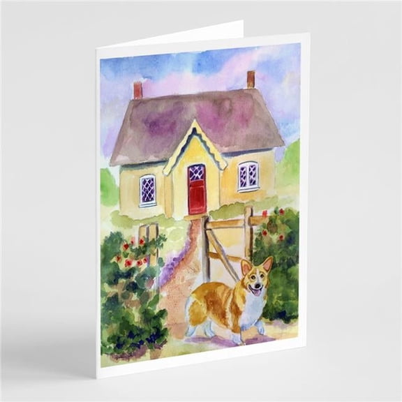 Pembroke Corgi Cottage Visit Greeting Cards & Envelopes - Pack of 8