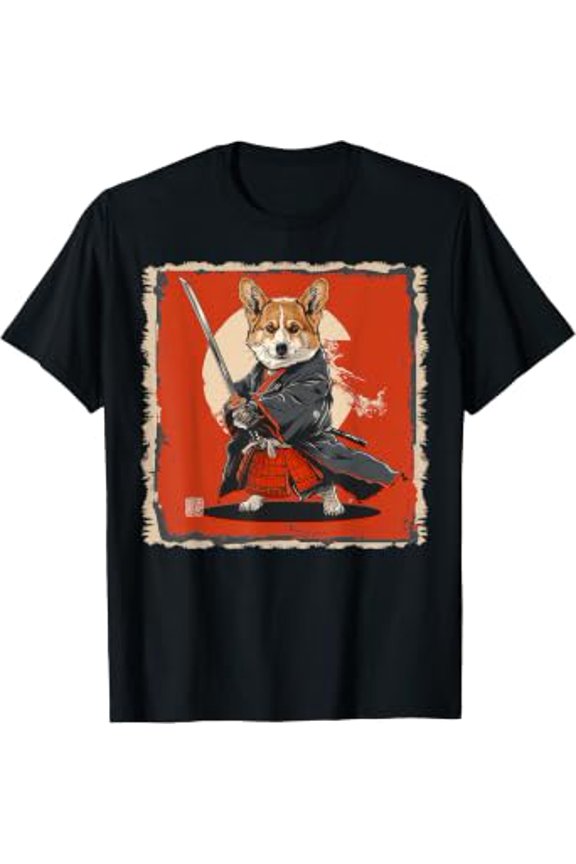 Pembroke Corgi Dog Japanese Art Samurai Ukiyo-E T-Shirt