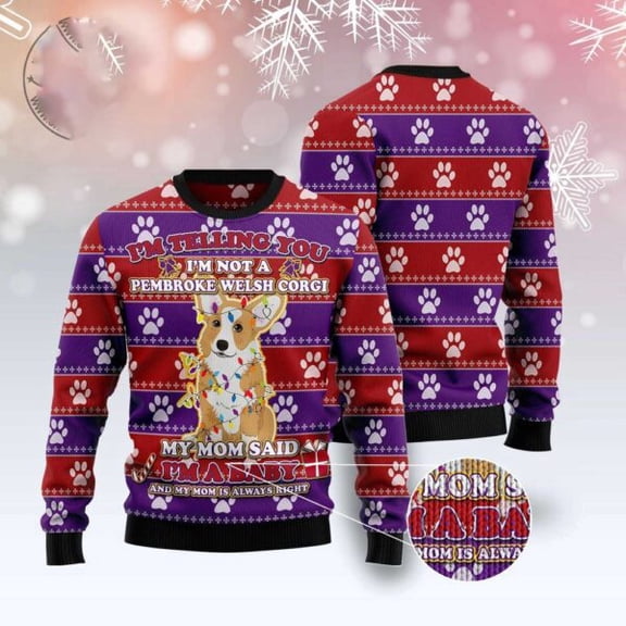 Pembroke Welsh Corgi Baby Christmas 3D Christmas Sweater, Dog 3D Christmas Sweater, 3D Dog Sweaters