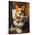 thumbnail image 1 of Pembroke Welsh Corgi Dog Canvas Wall Art for Bedroom Living Room Home Decor,Funny Dog Canvas Sitting on The Toilet Animal Pattern Office Artworks, modern wall decor, Ready to Hang, 1 of 6