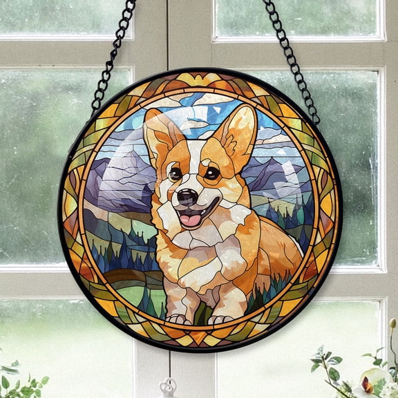 Pembroke Welsh Corgi Dog Ornament Christmas 2025 - Pembroke Welsh Corgi Dog Stained Glass SunCatcher for Window Decor, Christmas Keepsake, Dog Christmas, Xmas Gifts