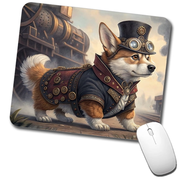 Pembroke Welsh Corgi Dog Steampunk Mouse Pad Low Profile Gaming Mat