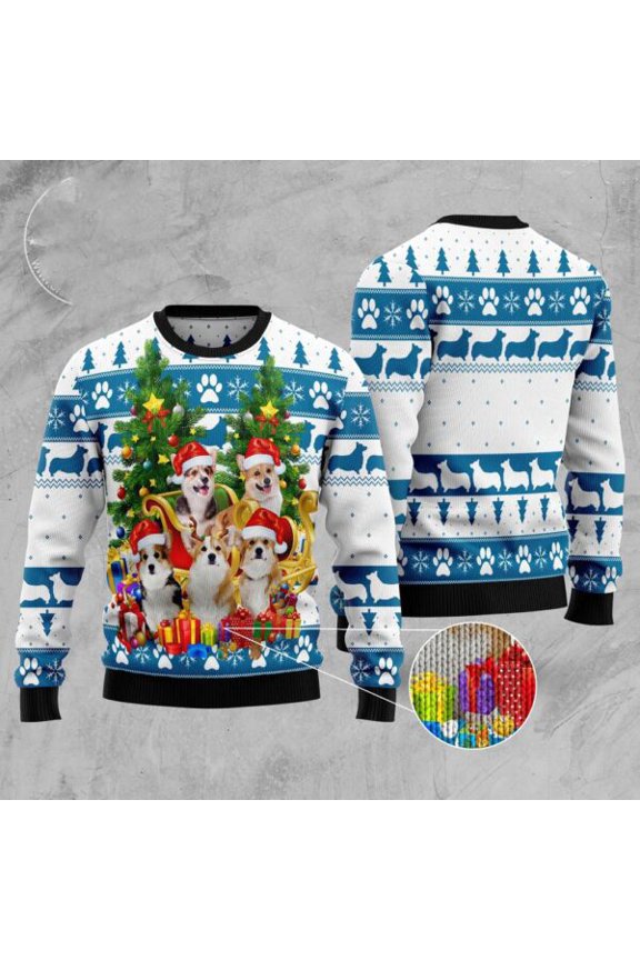 Pembroke Welsh Corgi Greeting Christmas Sweater, Dog Christmas Sweater, Dog Sweaters