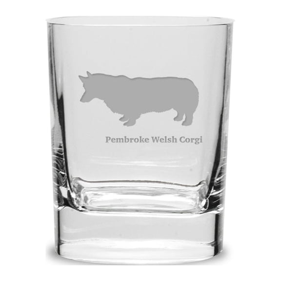 Pembroke Welsh Corgi Luigi Bormioli 11.75 oz Square Round Double Old Fashion Glass