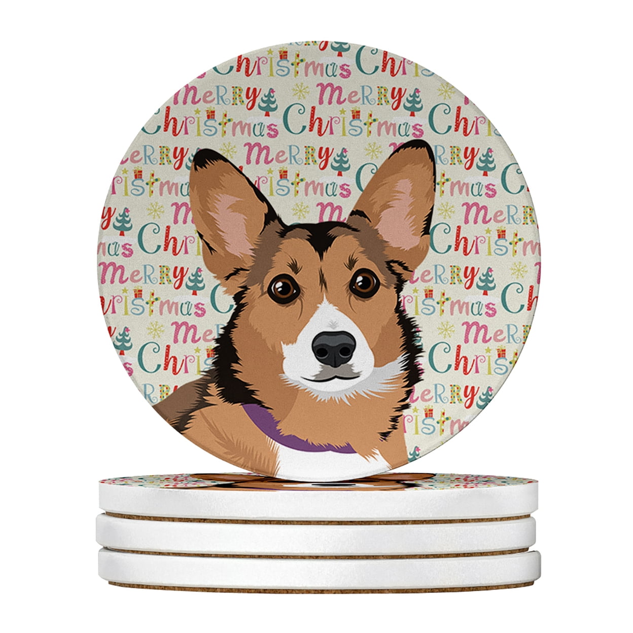 Pembroke Welsh Corgi Sable and White Christmas Large Sandstone