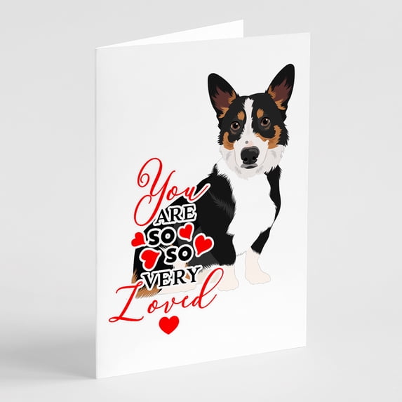 Pembroke Welsh Corgi Tricolor Black-Headed #1 so Loved Greeting Cards and Envelopes Pack of 8 7 in x 5 in