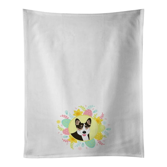 Pembroke Welsh Corgi Tricolor Black-Headed #2 Easter White Kitchen Towel Set of 2 19 in x 28 in
