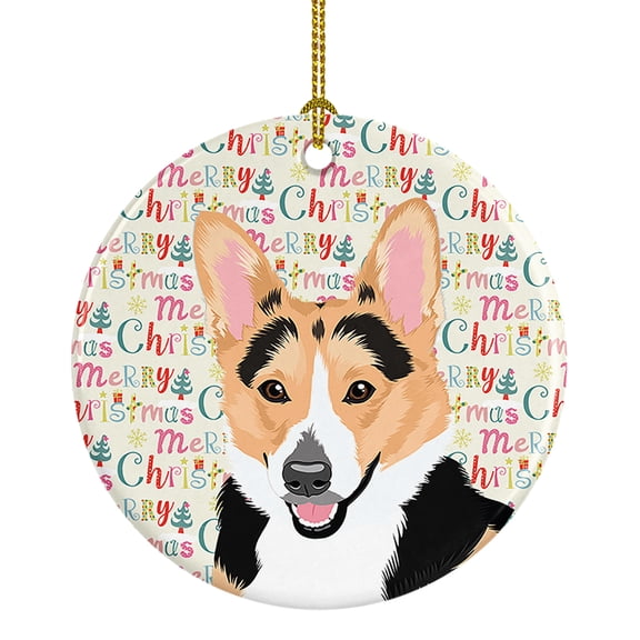 Pembroke Welsh Corgi Tricolor Red-Headed Christmas Ceramic Ornament 2.8 in x 2.8 in