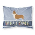 thumbnail image 1 of Pembroke Welsh Corgi Welcome Fabric Standard Pillowcase Blue, 1 of 2