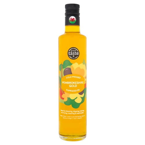 Pembrokeshire Gold Cold Pressed Rapeseed Oil 500ml, British Import (Pack of 2)