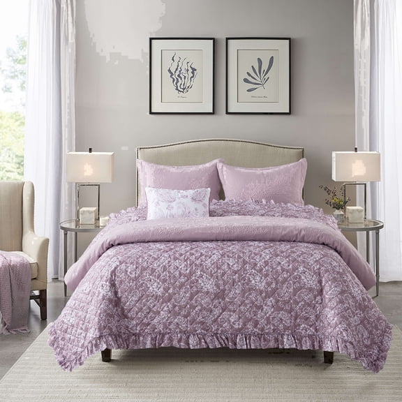 New Sega Home,5-Piece Comforter Set, Pembrooke, Mauve, King