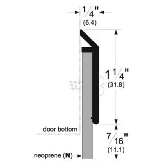 Pemko 315CN36 36 in. Door Bottom Sweep with 0.43 in. Neoprene, Clear Aluminum