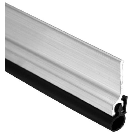 Pemko Standard Perimeter Gasketing, Mill Finish Aluminum with Black Silicone Insert, 84" L x 0.25" W x 1.125" H