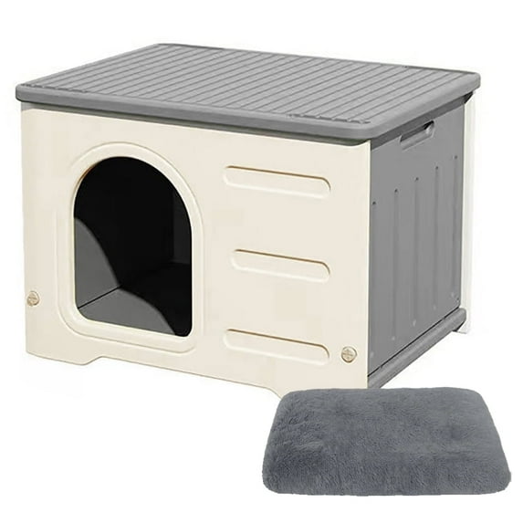 Pempet Plastic Cat House Waterproof Cat Shelter for Outdoor Indoor
