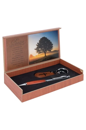 Pastor Devoted To Giving Natural Brown 7 x 4 Inch Pen and Key Chain Boxed Set