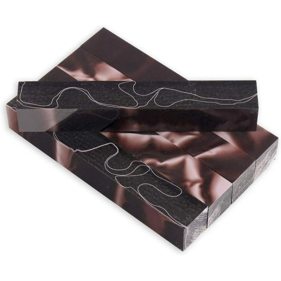 Pen Blank, Dark Brown with White Lines, 5" x 3/4" x 3/4", 5 Pack