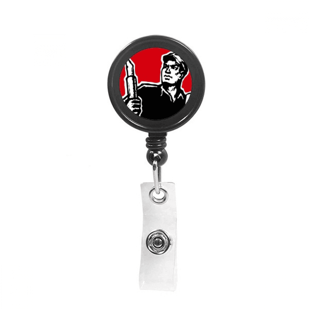 Pen Book Hat Red Patriotic Retractable Keychain Badge Holder ID Badge
