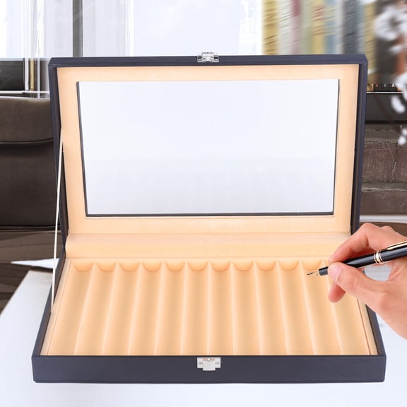 Pen Box, 12-slot Pen Organizer Box, Pen Collection Display Case for Bedroom, Office, Study Room, Living Room, Stationery Store