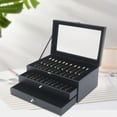 thumbnail image 1 of Pen Box Fountain Pen Box Pen Display Case Lid 36 Slot Pen Case Pen Box 2 Drawer 36 Piece Black Leather Flannel Pen Organizer Box Pen Collection Display Case  Black Leather Flannel Pen Organizer Box, 1 of 12