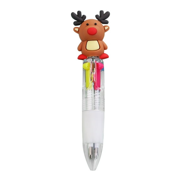 Pen Category Four-Color Colorful Writing Pen Set Replaceable Ink Ballpoint Cartoon Snowman Man 4 Color Oil Pen Hand Color Pen for Students
