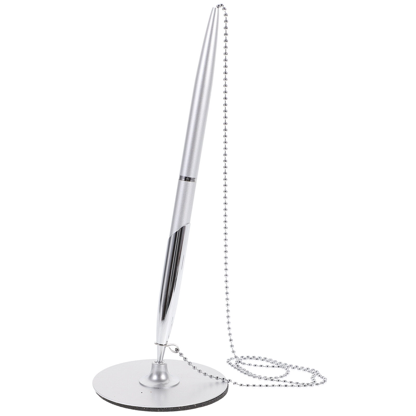 Pen Chain A Ballpoint Set String Signing Pens Holder Base Silver Bead Fashion Office Stand Desk