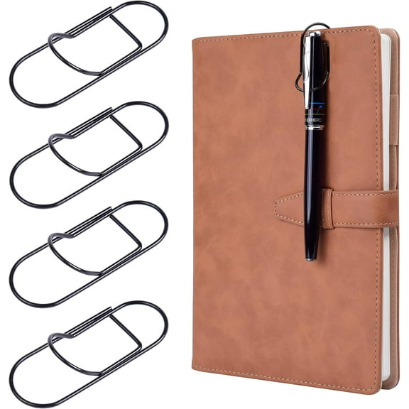 Pen Clip, 12 Pack Stainless Steel Pen Clip Holder for Notebook, Books, Journal, Clipboard, Paper, etc. - Fits Almost Any Pen Size (Black)