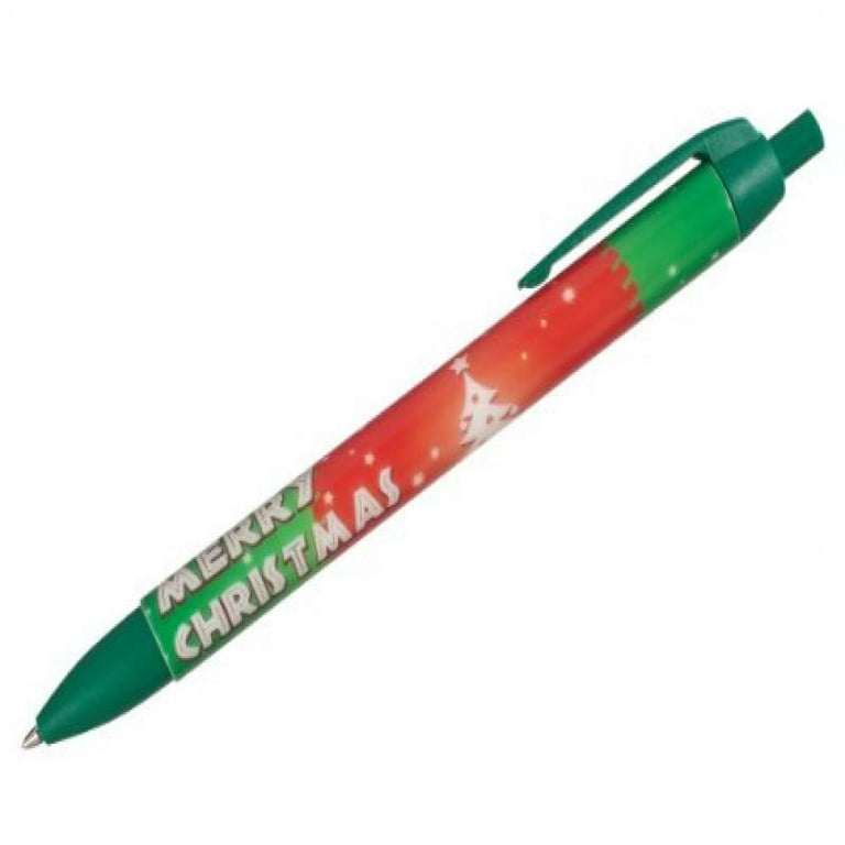 Pen Company of America (PCA) USA Made Glow in the Dark Pen, Christmas  Morning Design, Green Trim, Black Ink, Part of the Glowing Christmas  Series, 1 Pen 