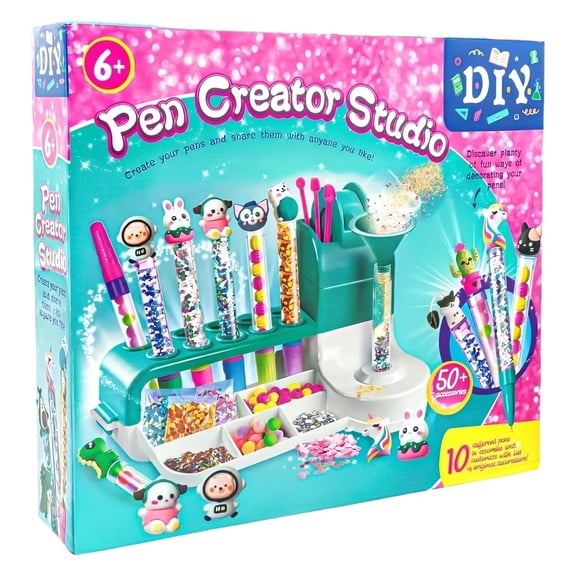 Pen Creator Studio DIY Craft Kit for Kids Includes Materials for Customizing Pens with Decorative Accessories