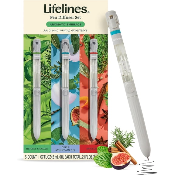 Pen Diffuser Set, Aromatic Embrace 3-Pack 1mm Black Ballpoint Pens with Scented Essential Oil Blends Aromatherapy Diffuser & Sensory Immersion Diffuse Aroma As You Write