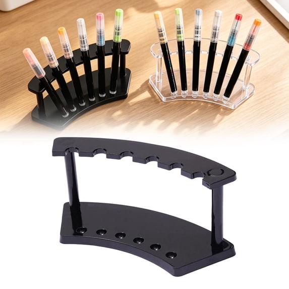 Pen Display Stand,Plastic Pen Holder,6 Slots Pen Stand Rack Pen,Makeup Brush Rack Pen Organizer for Office Home Store Use(A)