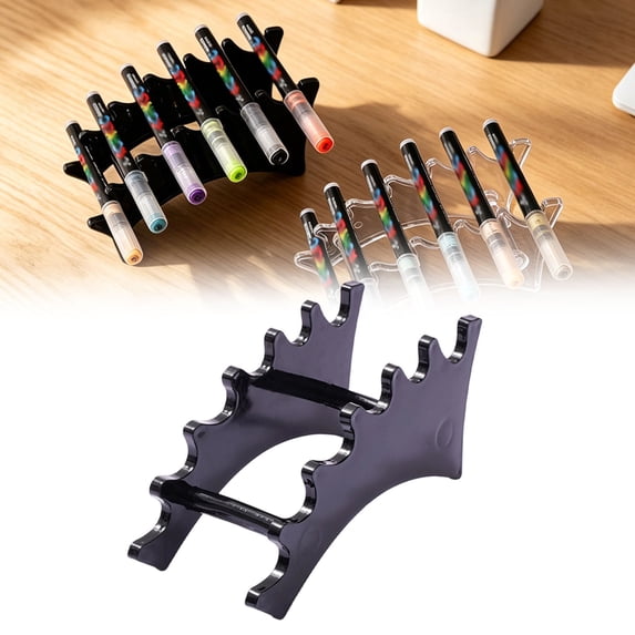 Pen Display Stand,Plastic Pen Holder,6 Slots Pen Stand Rack Pen,Makeup Brush Rack Pen Organizer for Office Home Store Use(C)