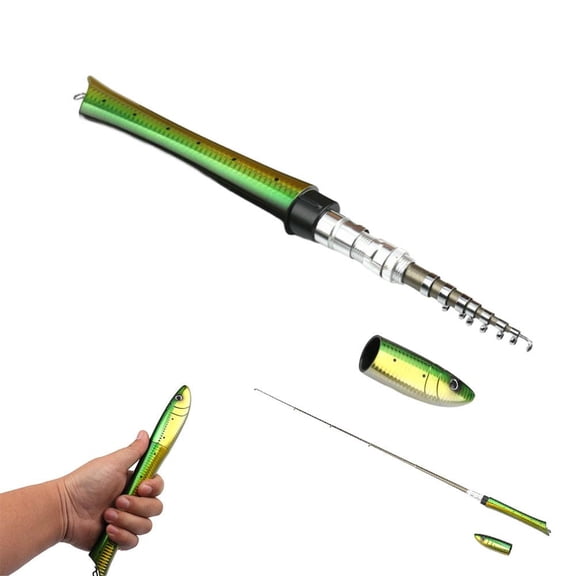 Pen Fishing Pole,Pocket Size Mini Collapsible Pen Fishing Rod,Mini Pocket Rod Travel Set for Ice Sea Saltwater Freshwater,Ultralight Telescopic, Suit for River, Lake, Reservoir