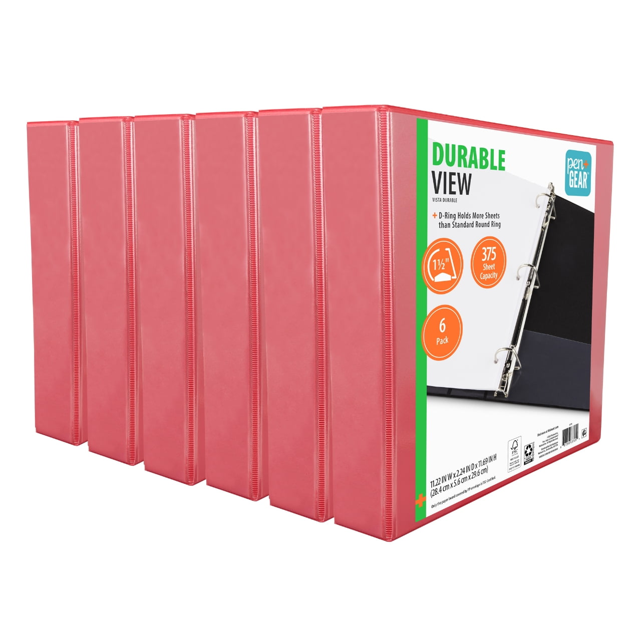 Pen + Gear 1.5-Inch Durable Binder Red 6 Pack